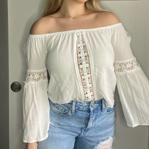 White Off Shoulder Flowy Top
